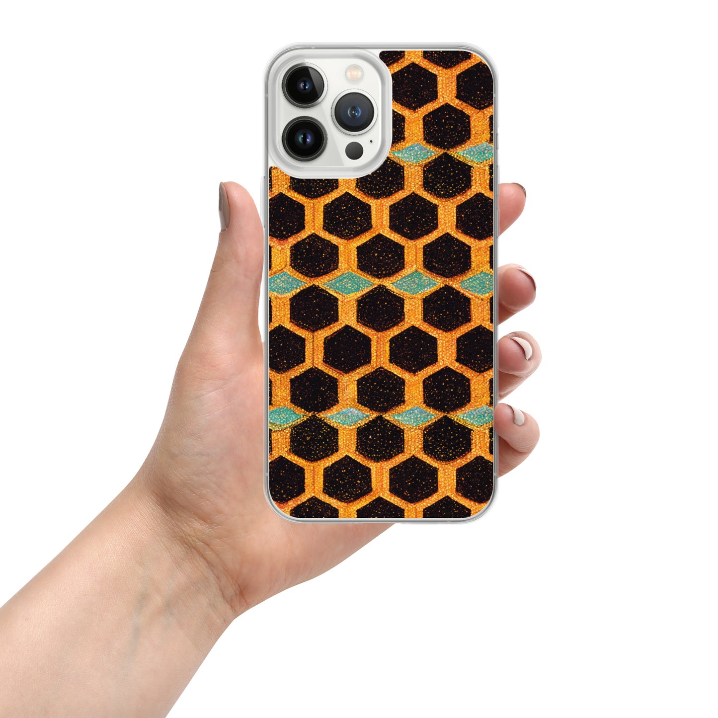 Teal and Gold Bee Bungalow Clear Case for iPhone®