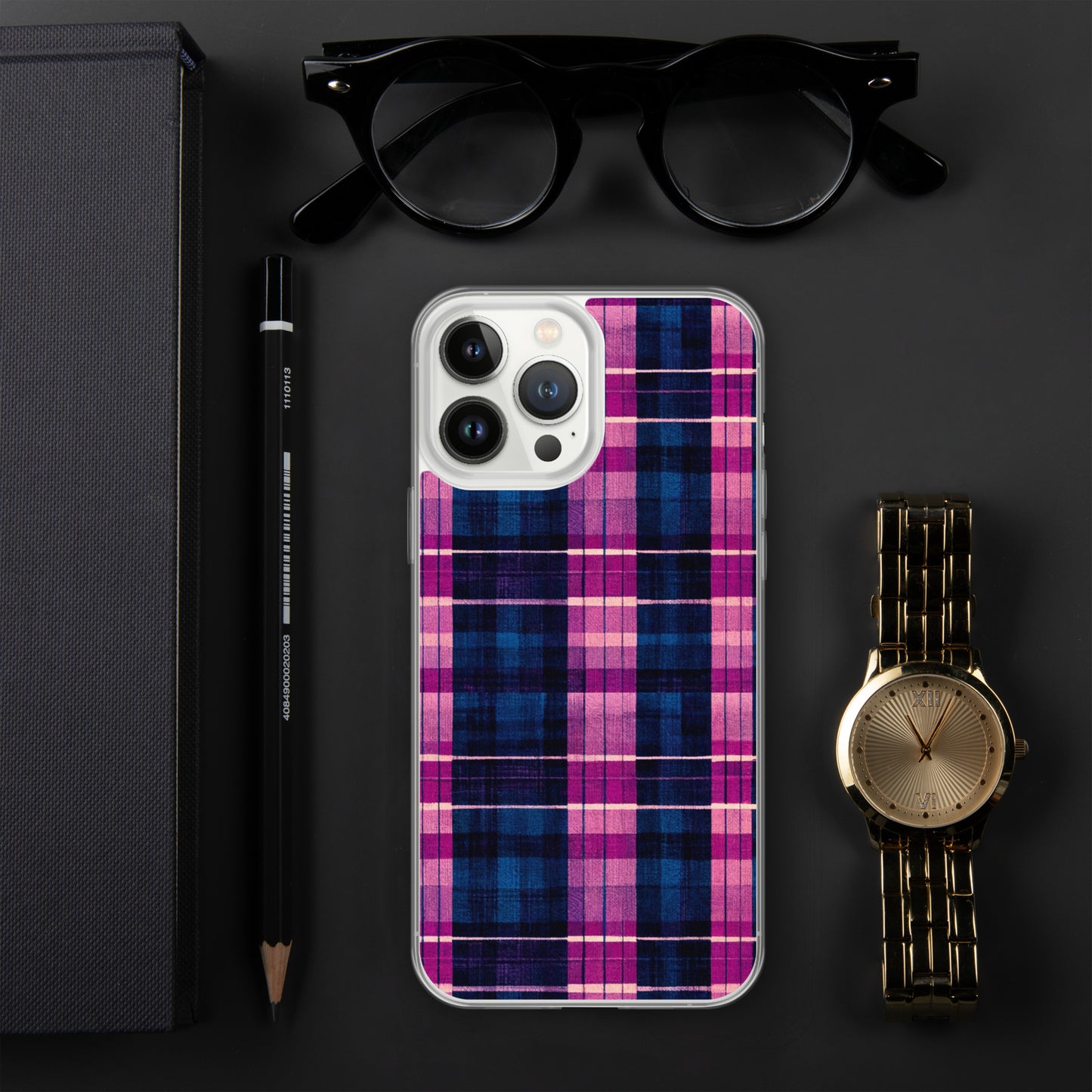 Blueberry Bliss Plaid Clear Case for iPhone®