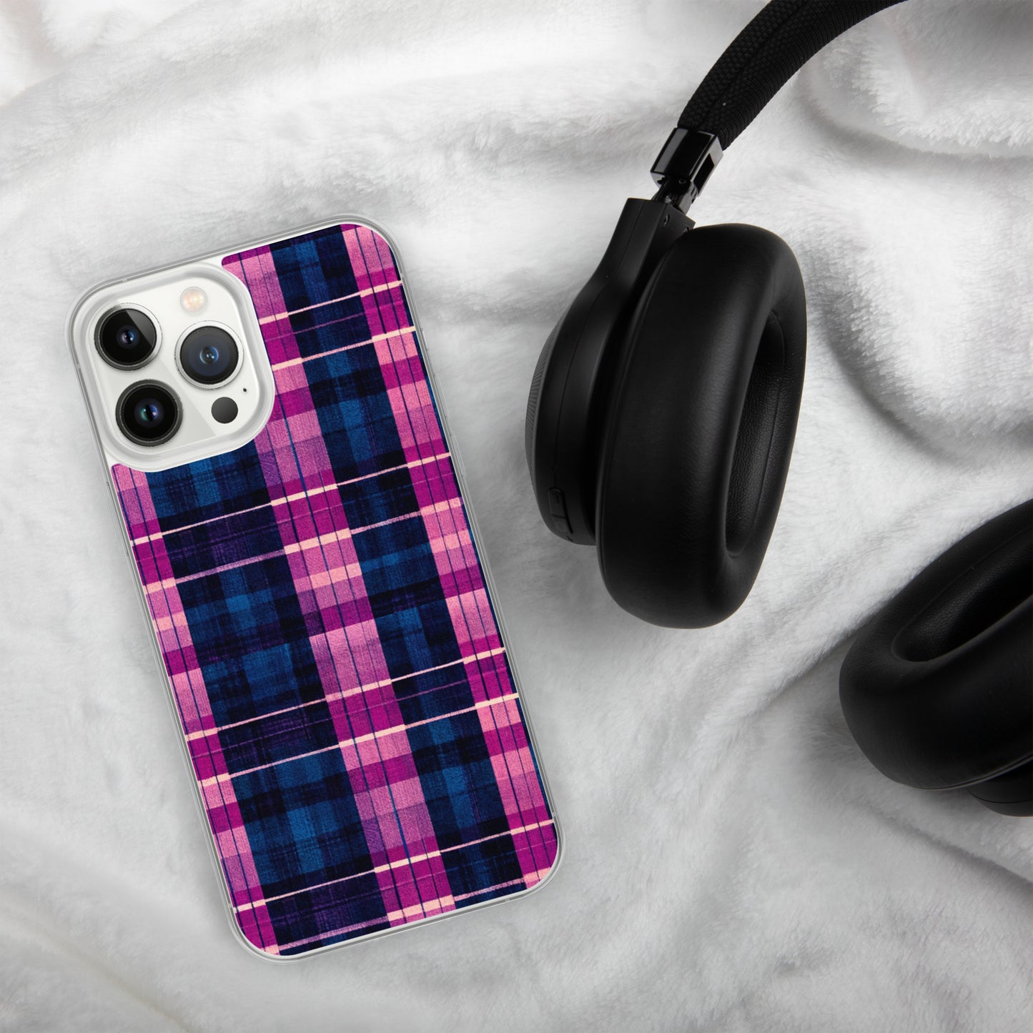 Blueberry Bliss Plaid Clear Case for iPhone®