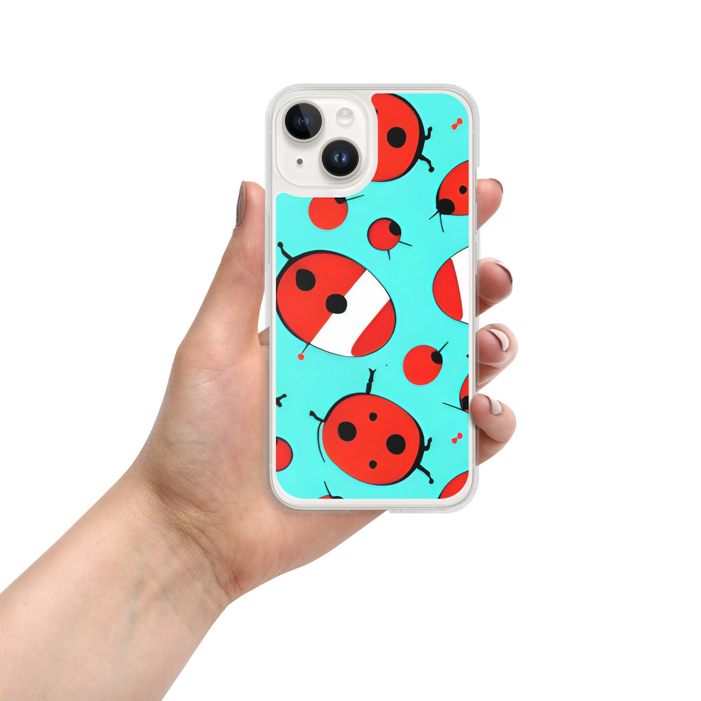 Cosmic Ladybug Rockets on Blue on Clear Case for iPhone®