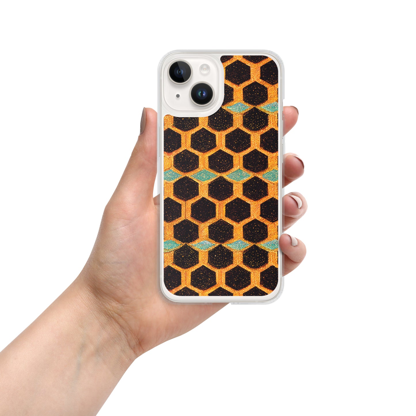 Teal and Gold Bee Bungalow Clear Case for iPhone®