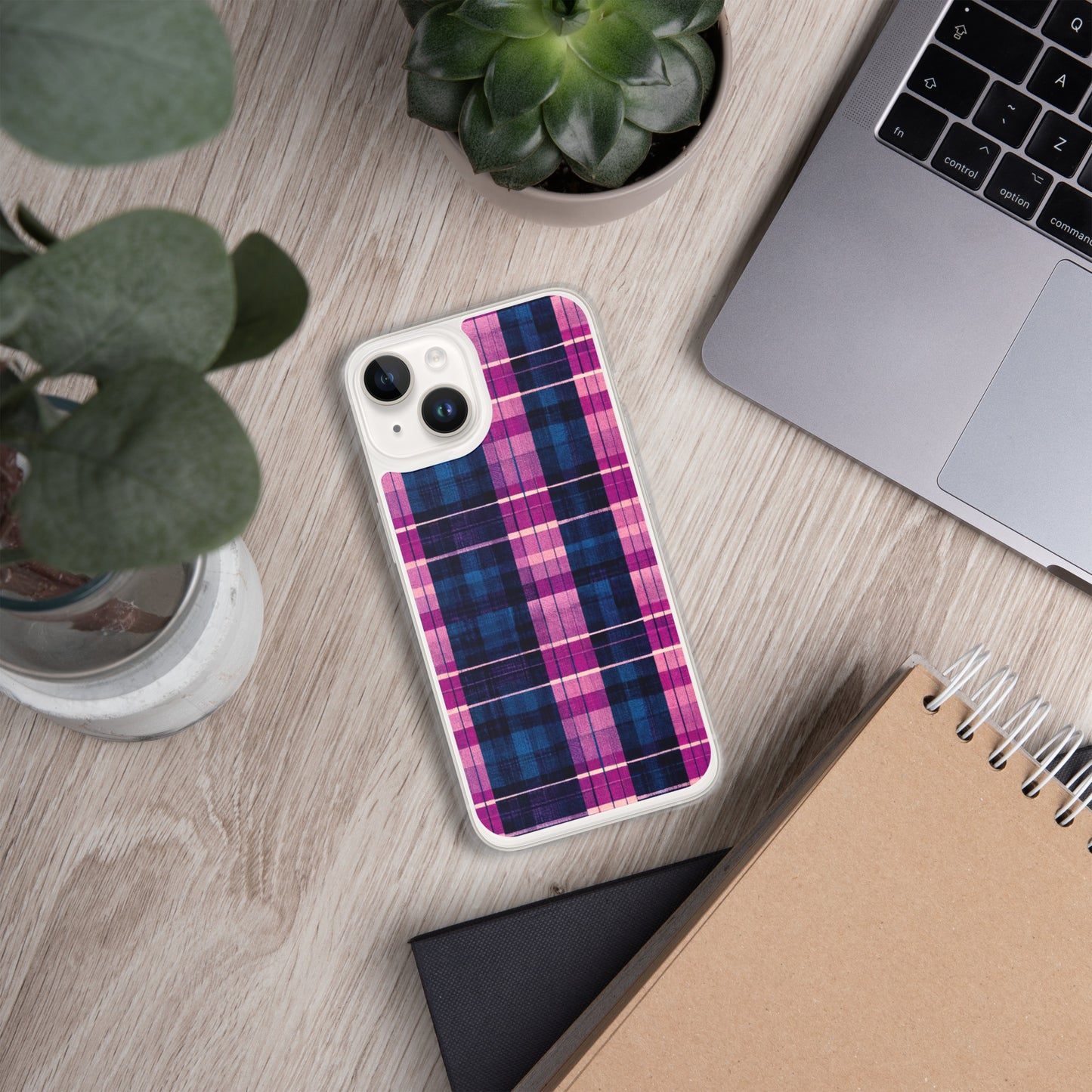 Blueberry Bliss Plaid Clear Case for iPhone®