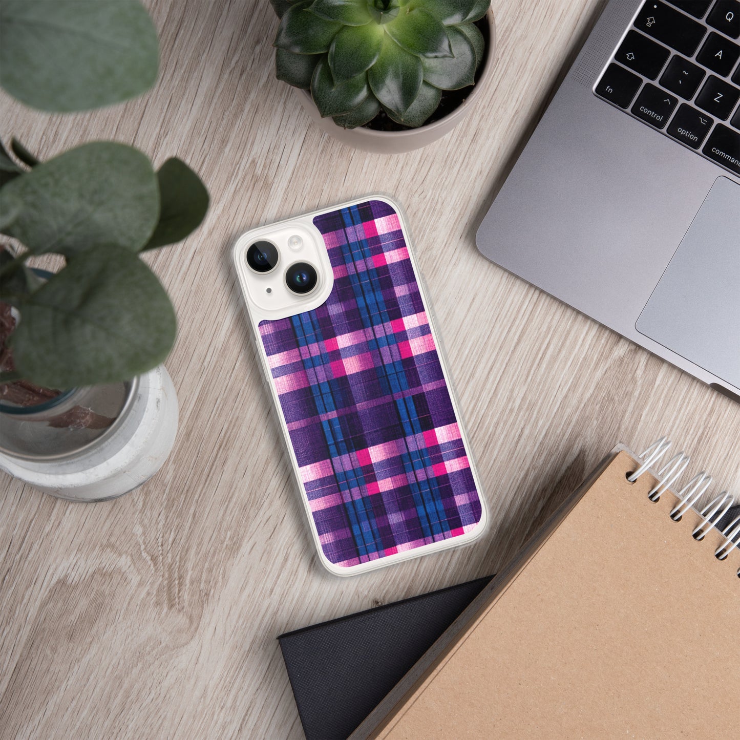 Berry Delight Plaid Clear Case for iPhone®