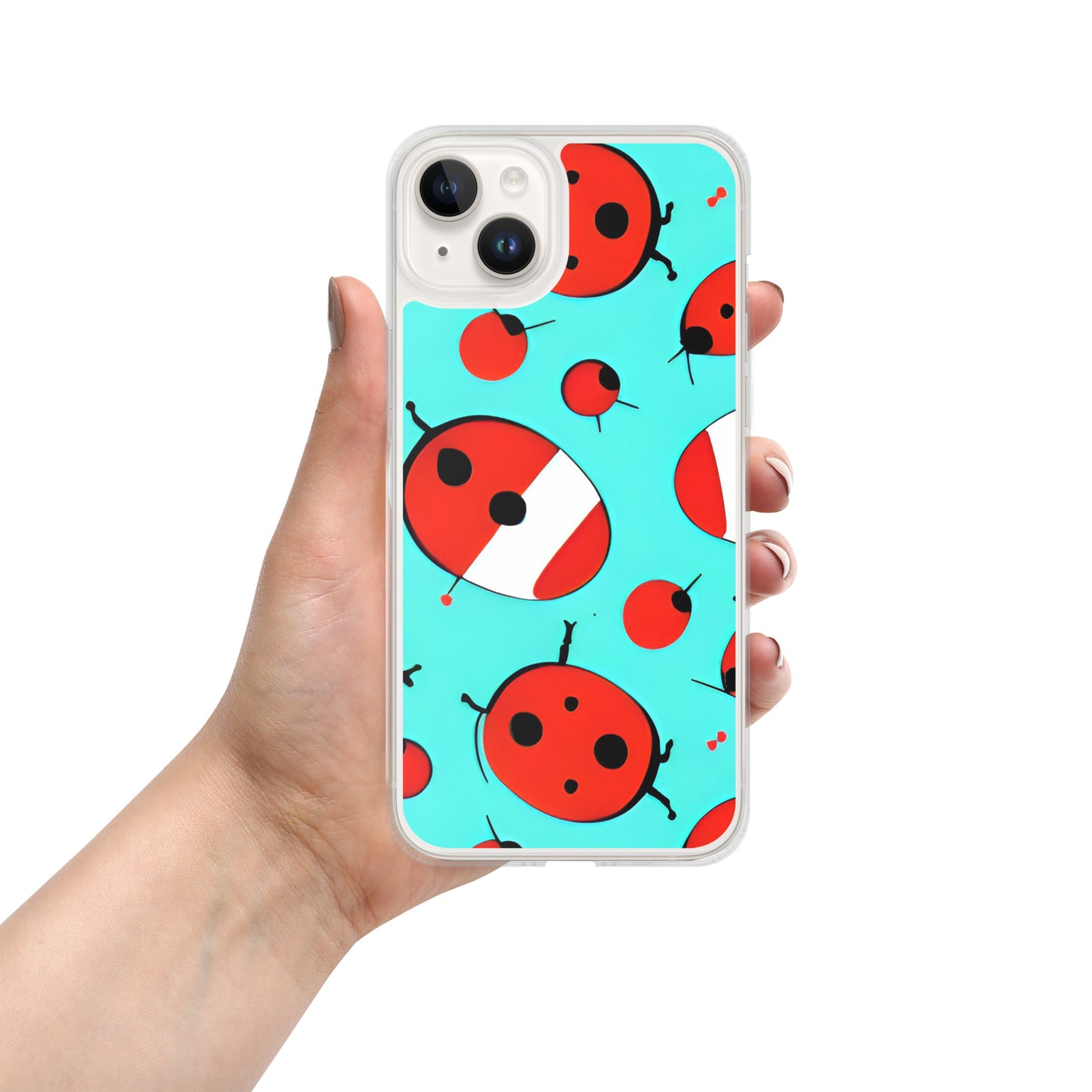 Cosmic Ladybug Rockets on Blue on Clear Case for iPhone®