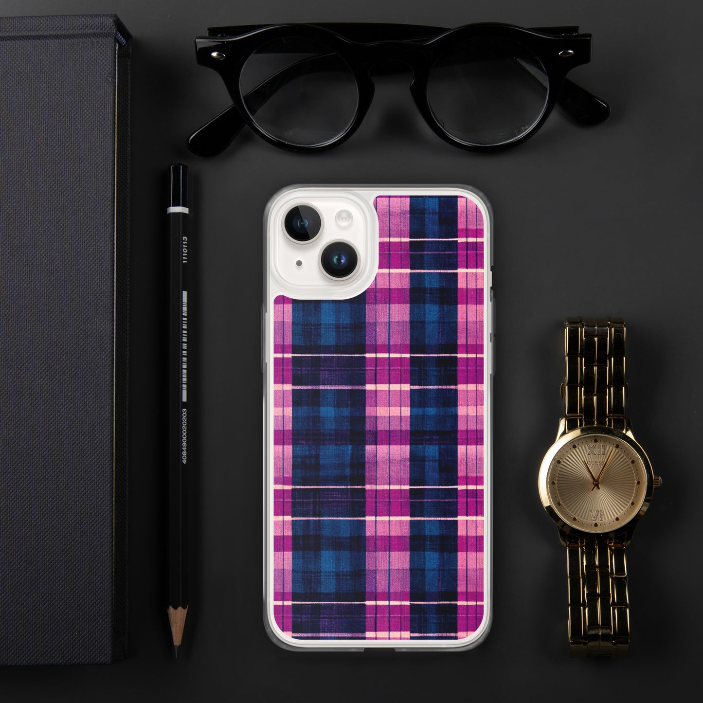 Blueberry Bliss Plaid Clear Case for iPhone®