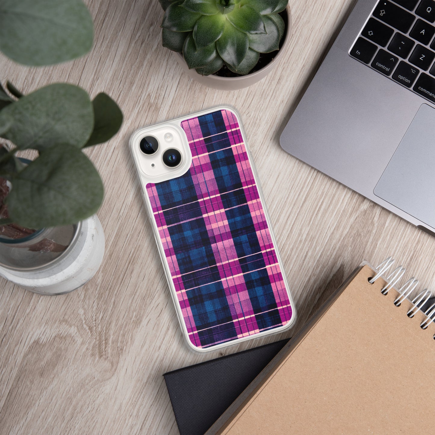 Blueberry Bliss Plaid Clear Case for iPhone®