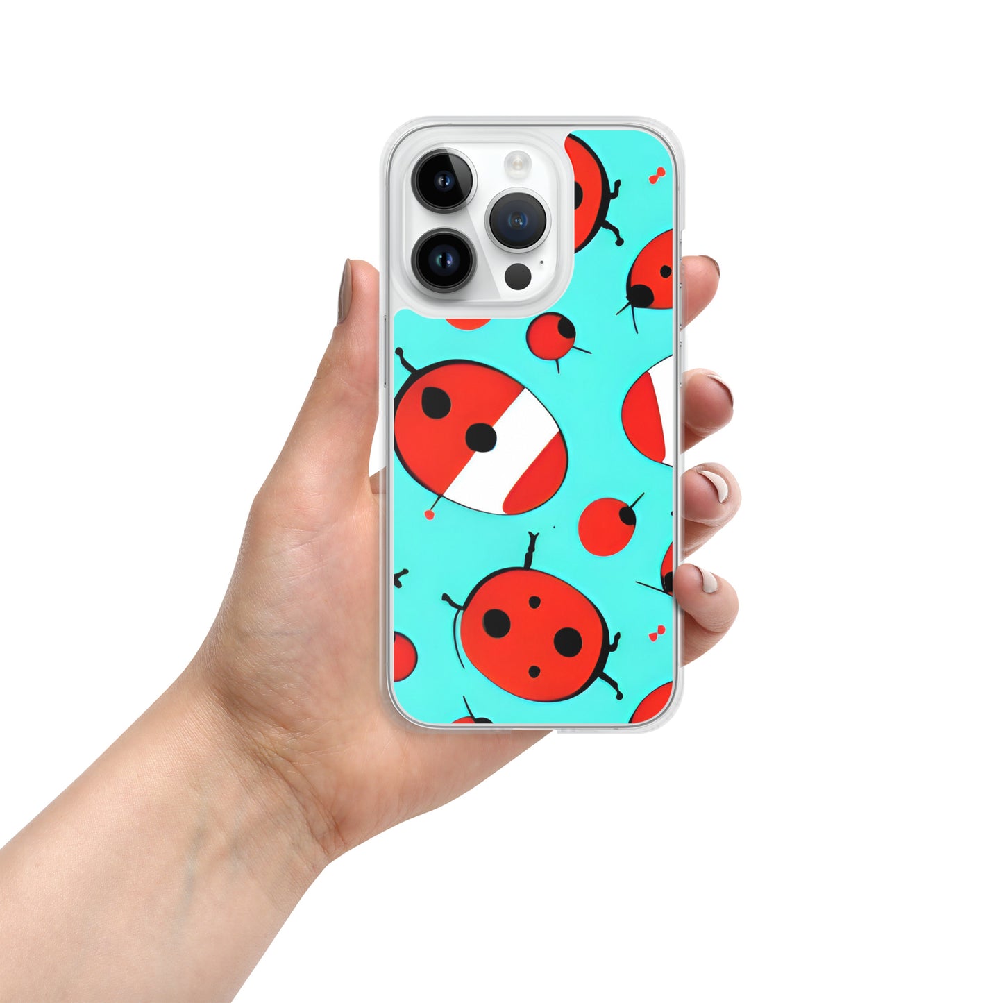 Cosmic Ladybug Rockets on Blue on Clear Case for iPhone®