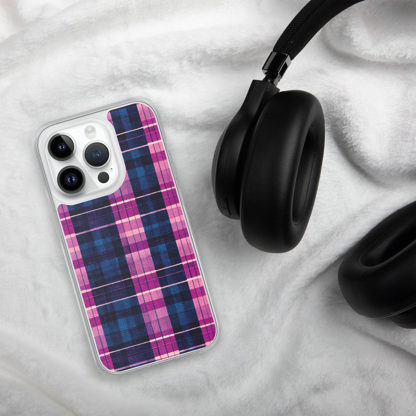 Blueberry Bliss Plaid Clear Case for iPhone®