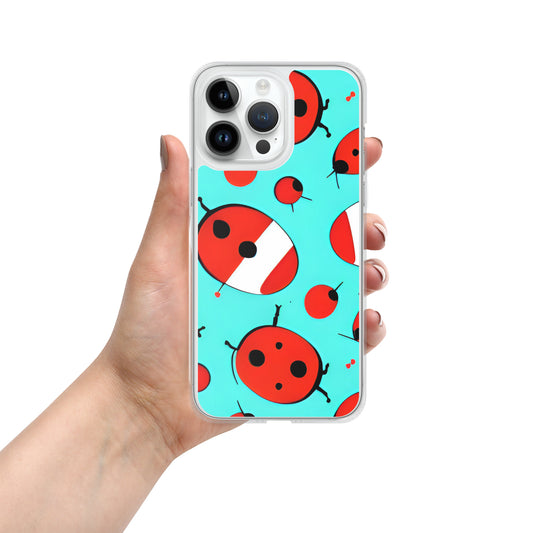 Cosmic Ladybug Rockets on Blue on Clear Case for iPhone®