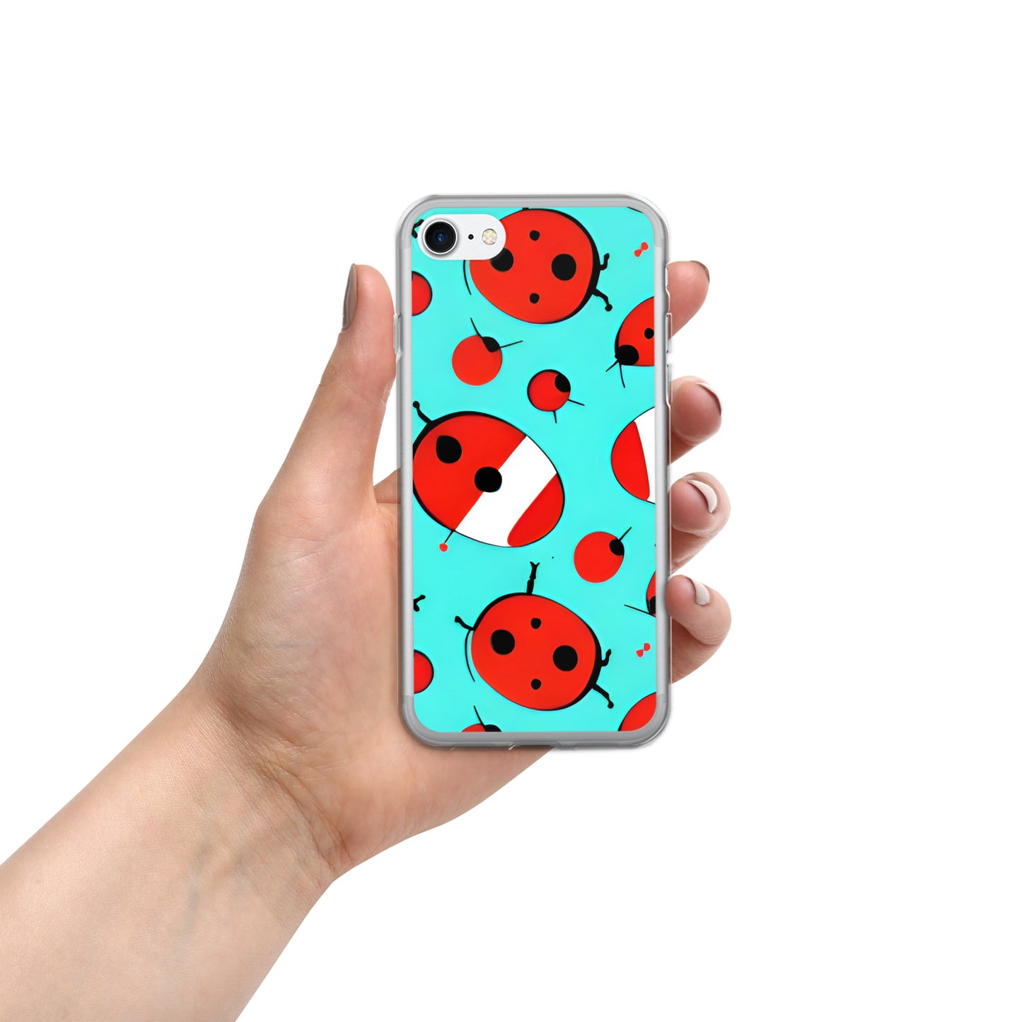 Cosmic Ladybug Rockets on Blue on Clear Case for iPhone®