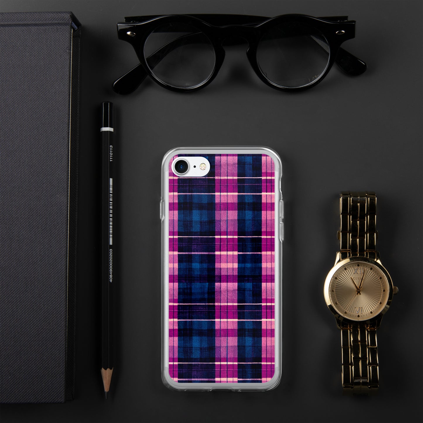 Blueberry Bliss Plaid Clear Case for iPhone®