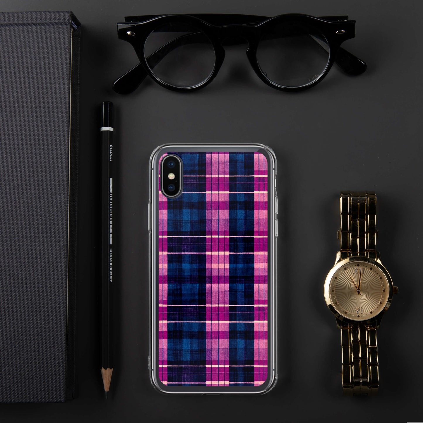 Blueberry Bliss Plaid Clear Case for iPhone®