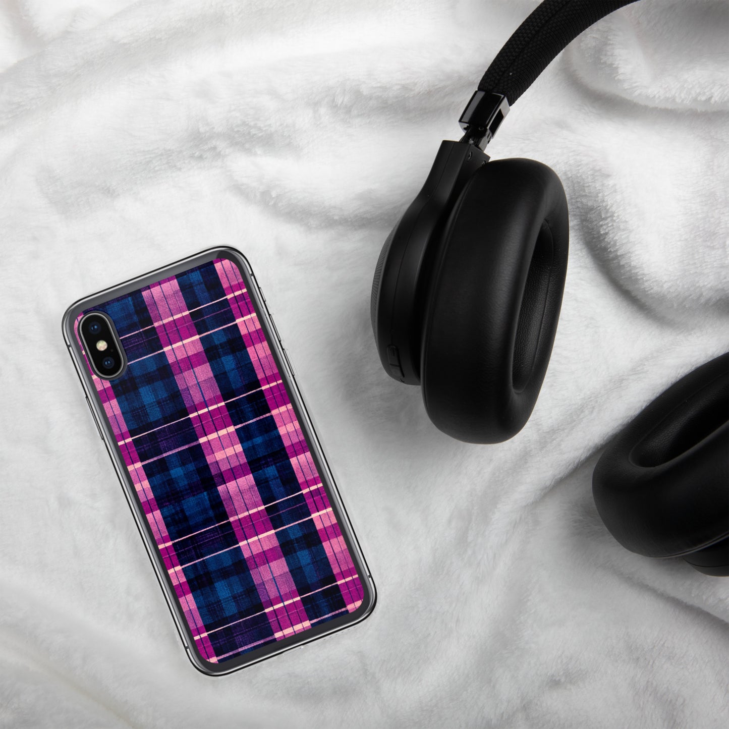 Blueberry Bliss Plaid Clear Case for iPhone®