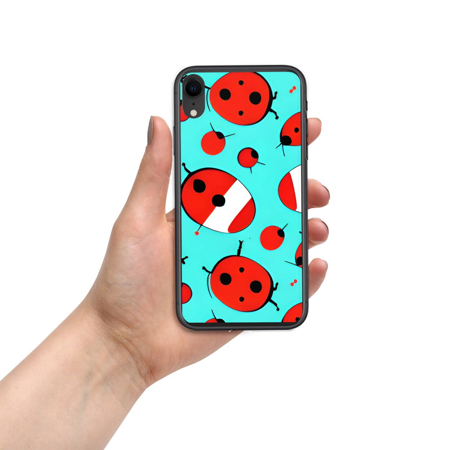 Cosmic Ladybug Rockets on Blue on Clear Case for iPhone®