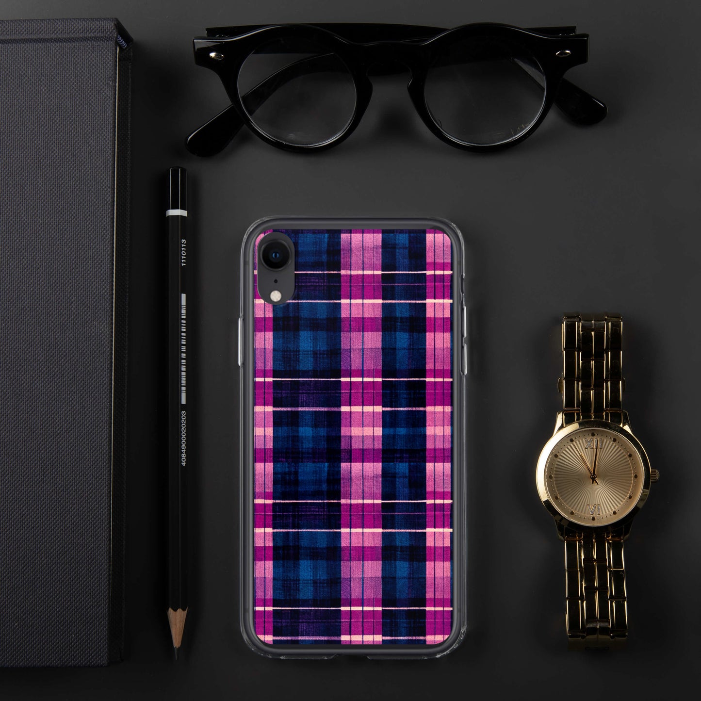 Blueberry Bliss Plaid Clear Case for iPhone®