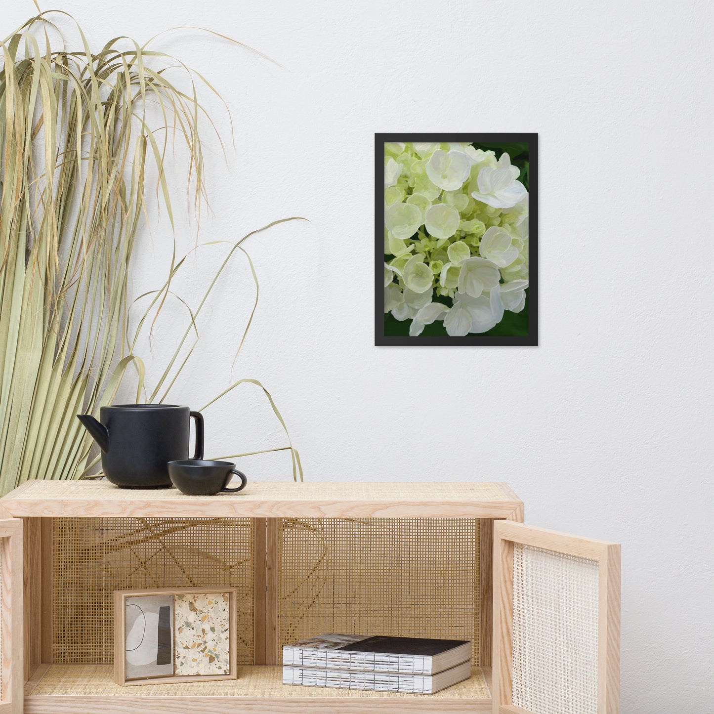 Jose’s White Hydrangea Framed poster