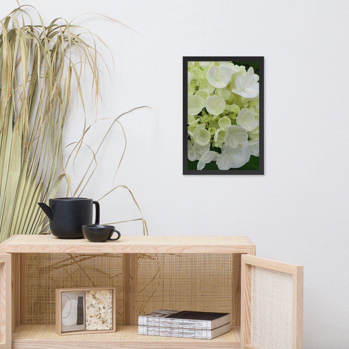 Jose’s White Hydrangea Framed poster