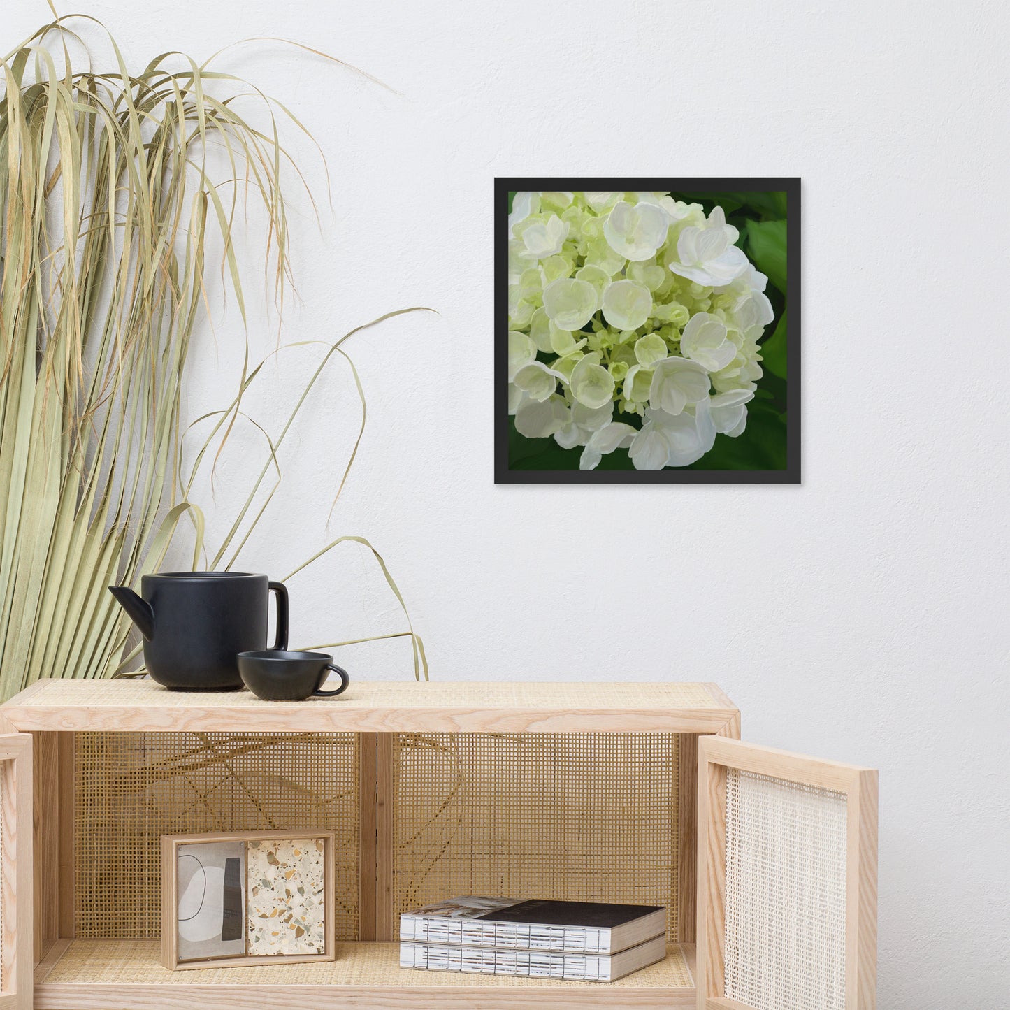 Jose’s White Hydrangea Framed poster