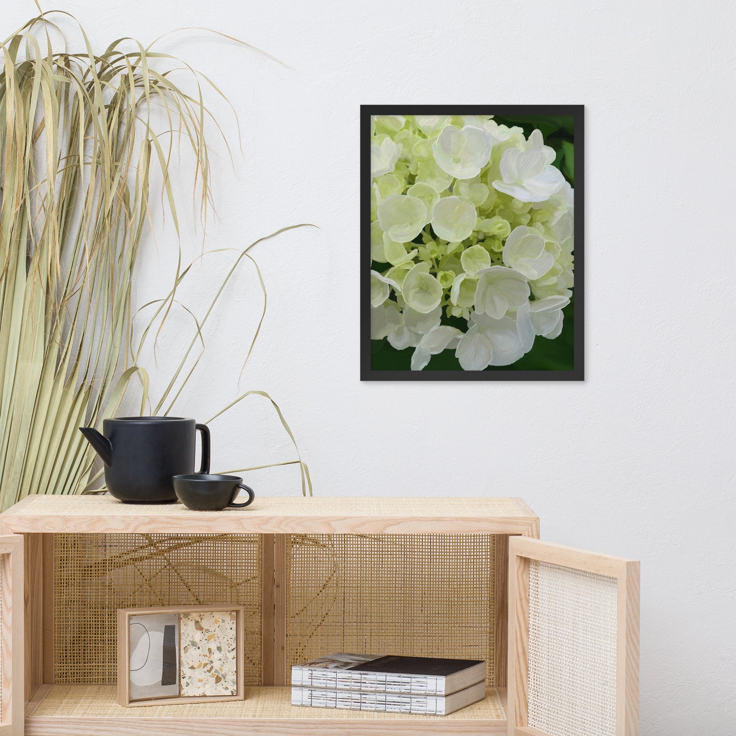 Jose’s White Hydrangea Framed poster