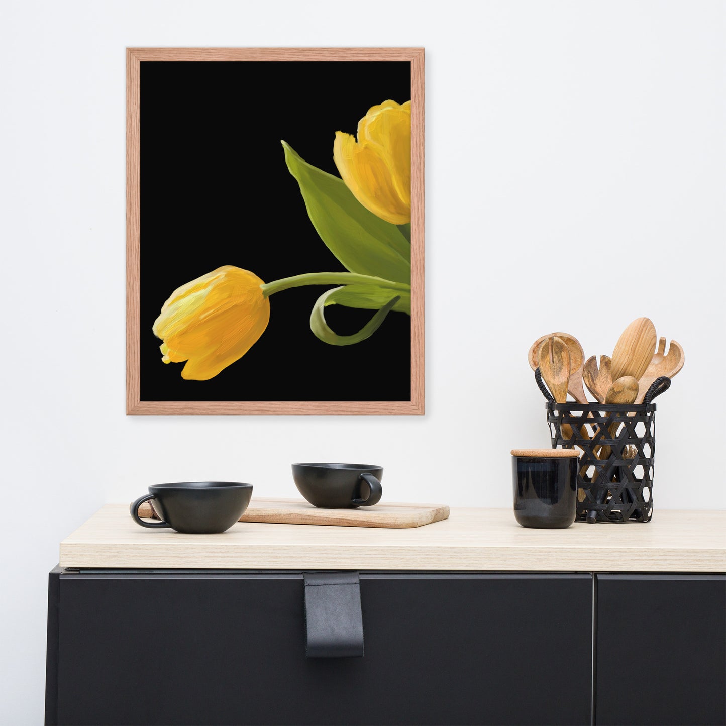 Sue’s Yellow Tulips Framed poster