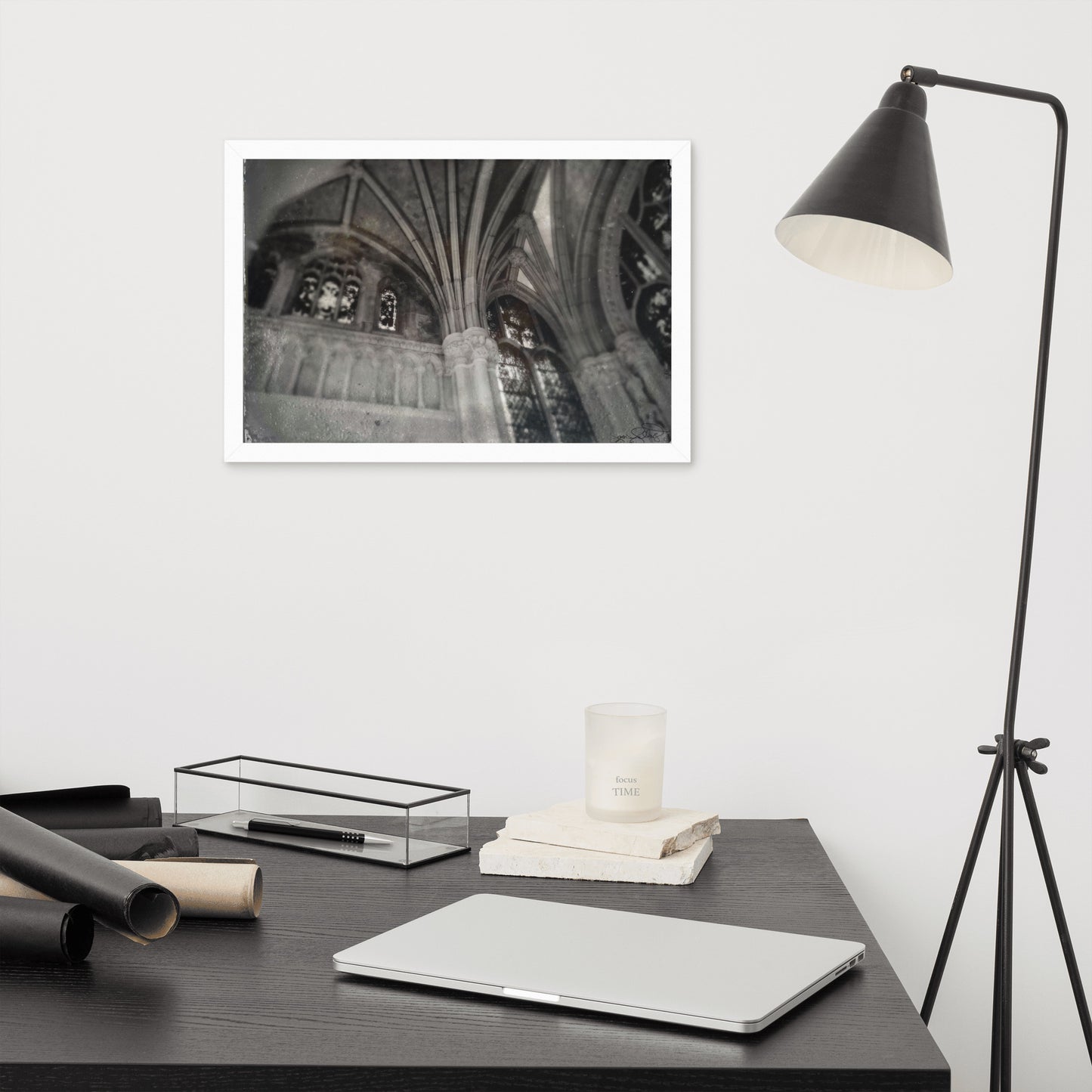 Gothic Shadows and Light at St. John Divine, NYC Framed poster