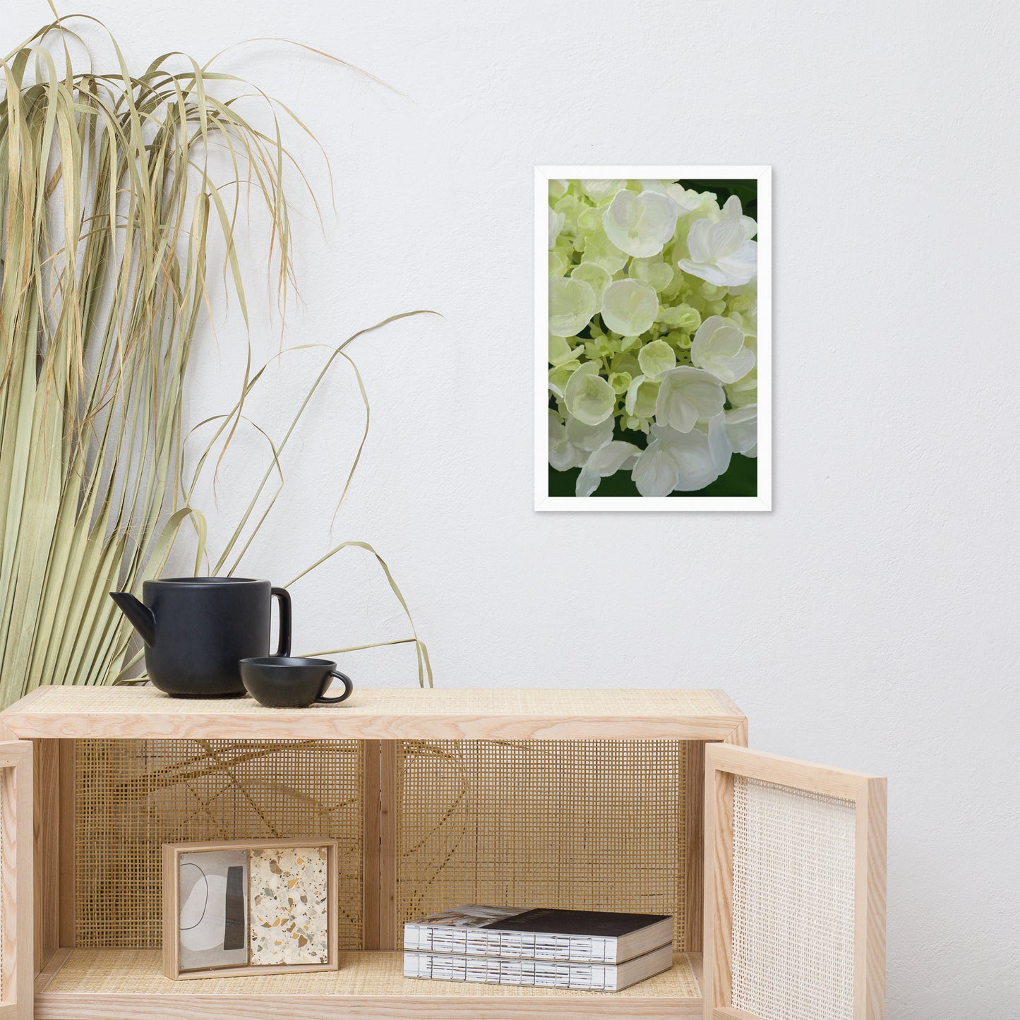 Jose’s White Hydrangea Framed poster