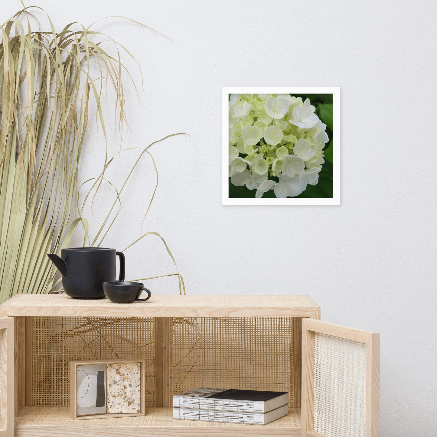 Jose’s White Hydrangea Framed poster