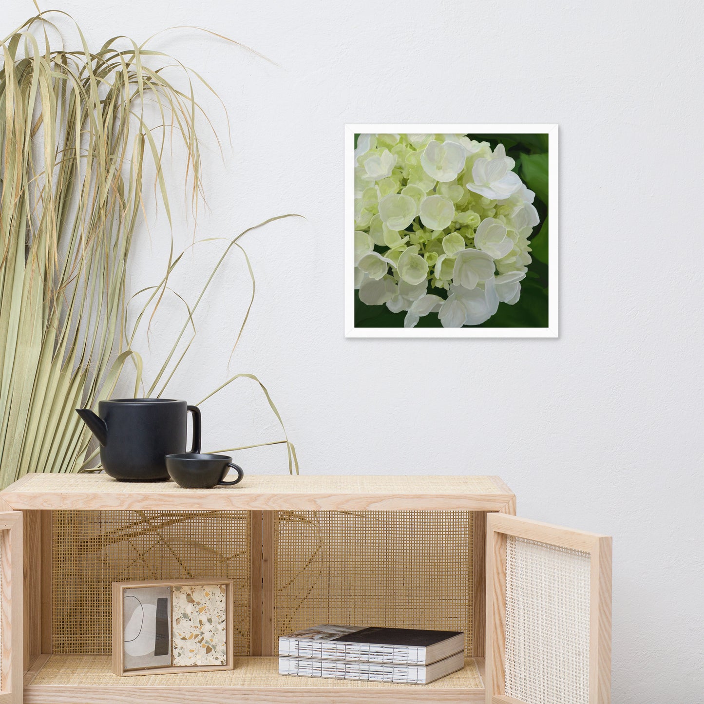 Jose’s White Hydrangea Framed poster