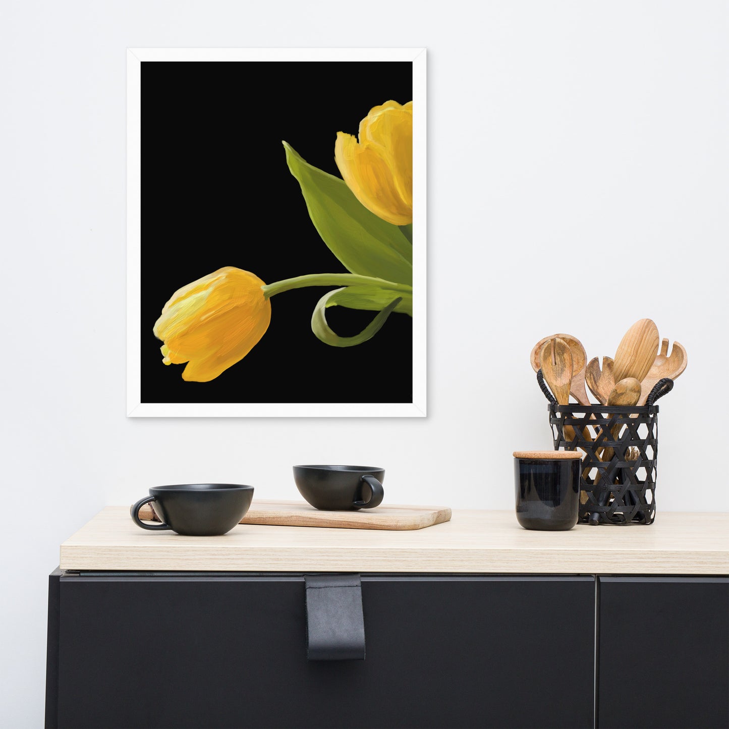 Sue’s Yellow Tulips Framed poster