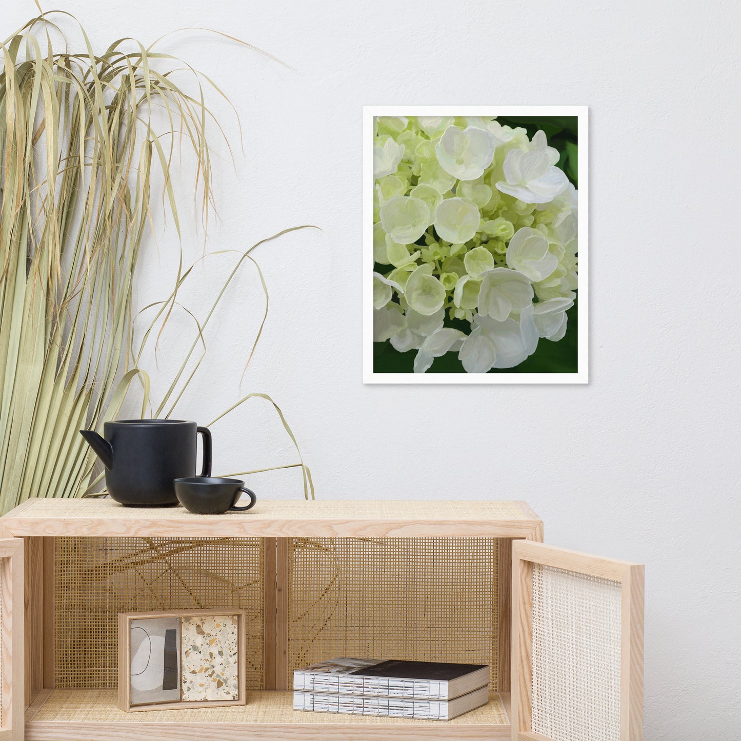 Jose’s White Hydrangea Framed poster