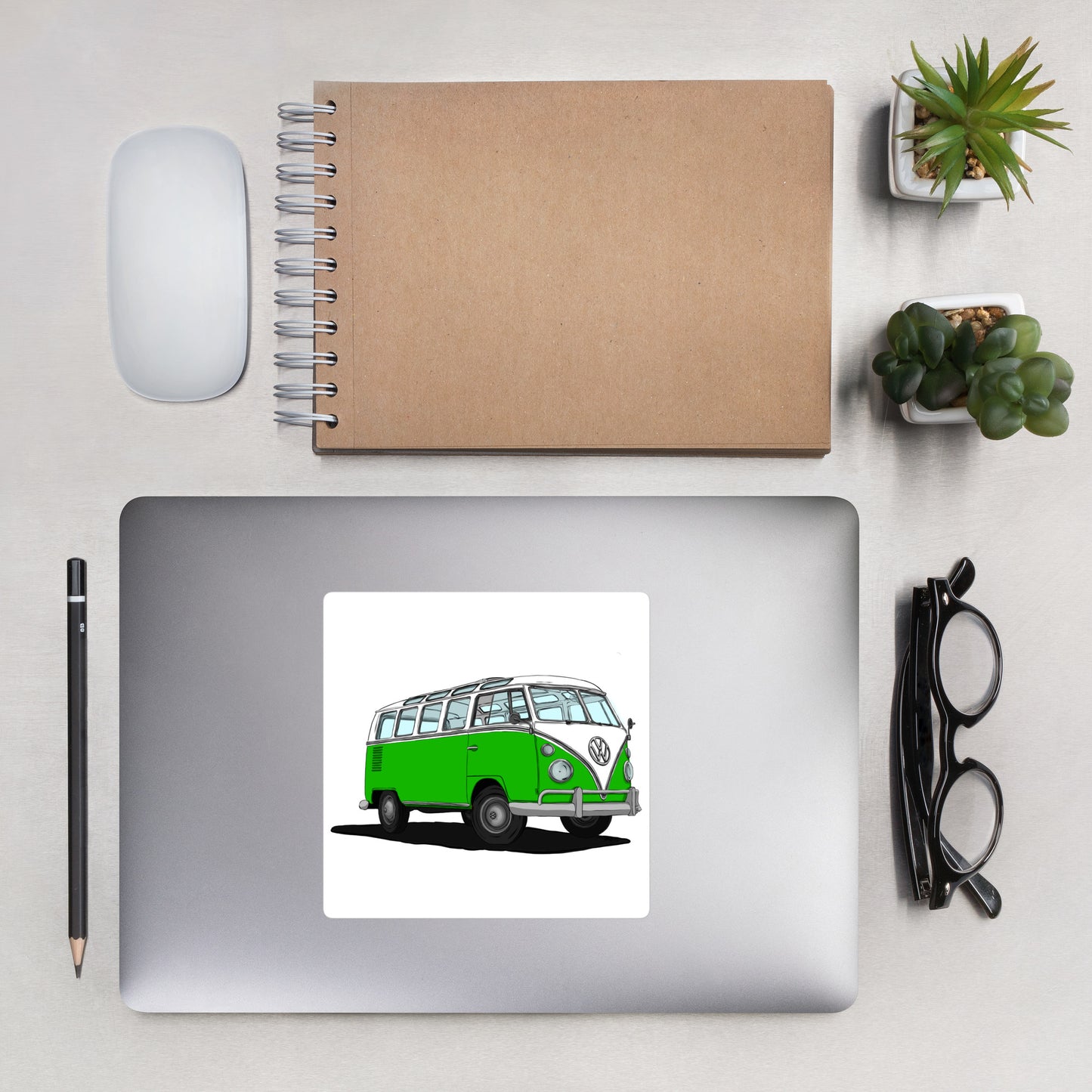 VW Van Green Side Bubble-free stickers