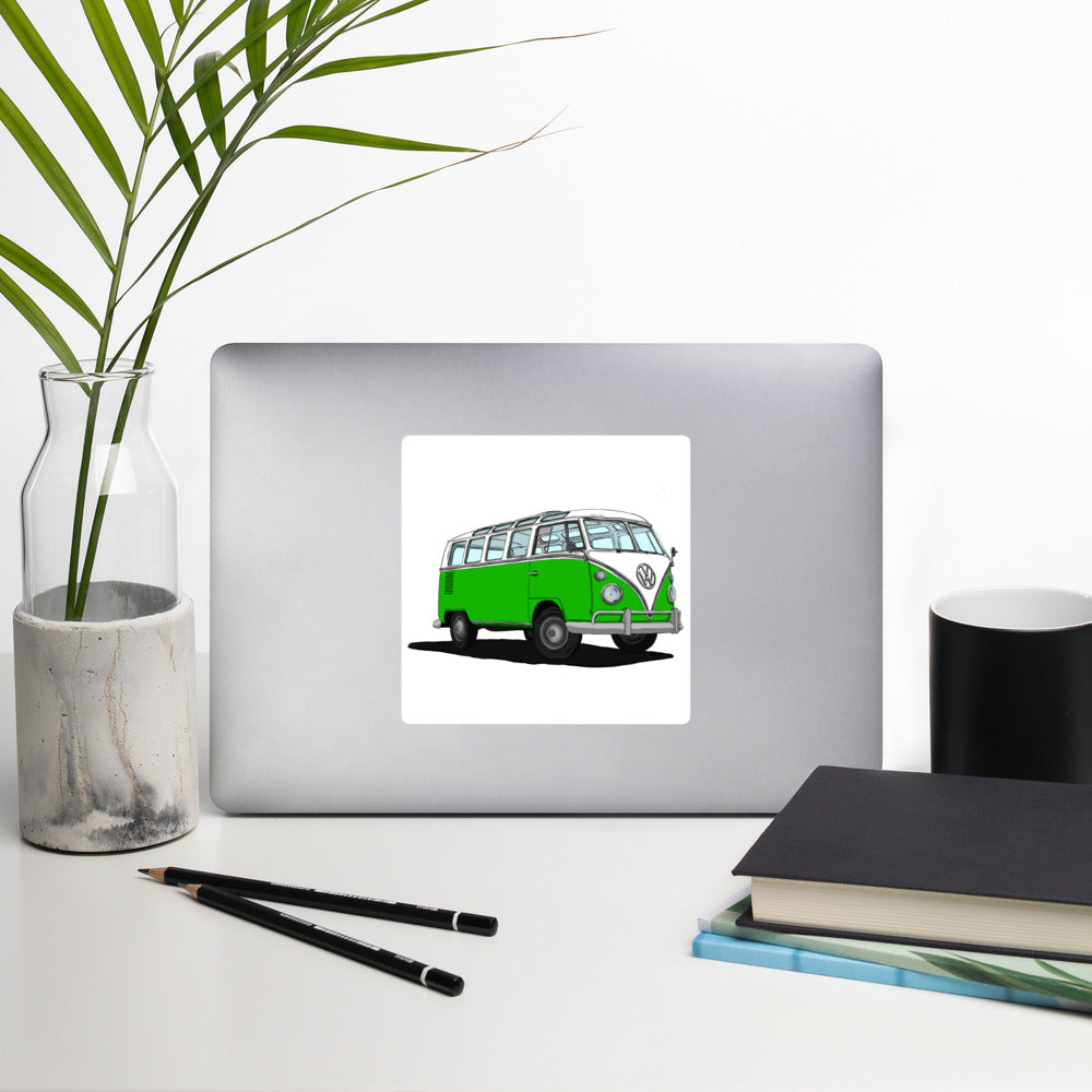 VW Van Green Side Bubble-free stickers