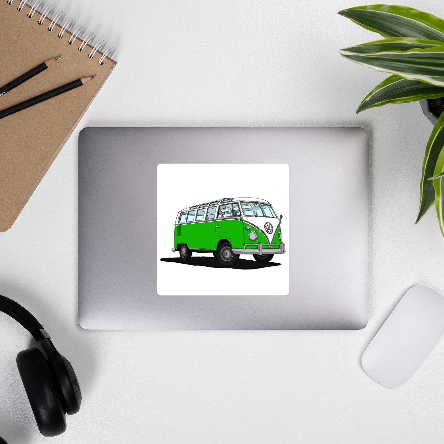 VW Van Green Side Bubble-free stickers