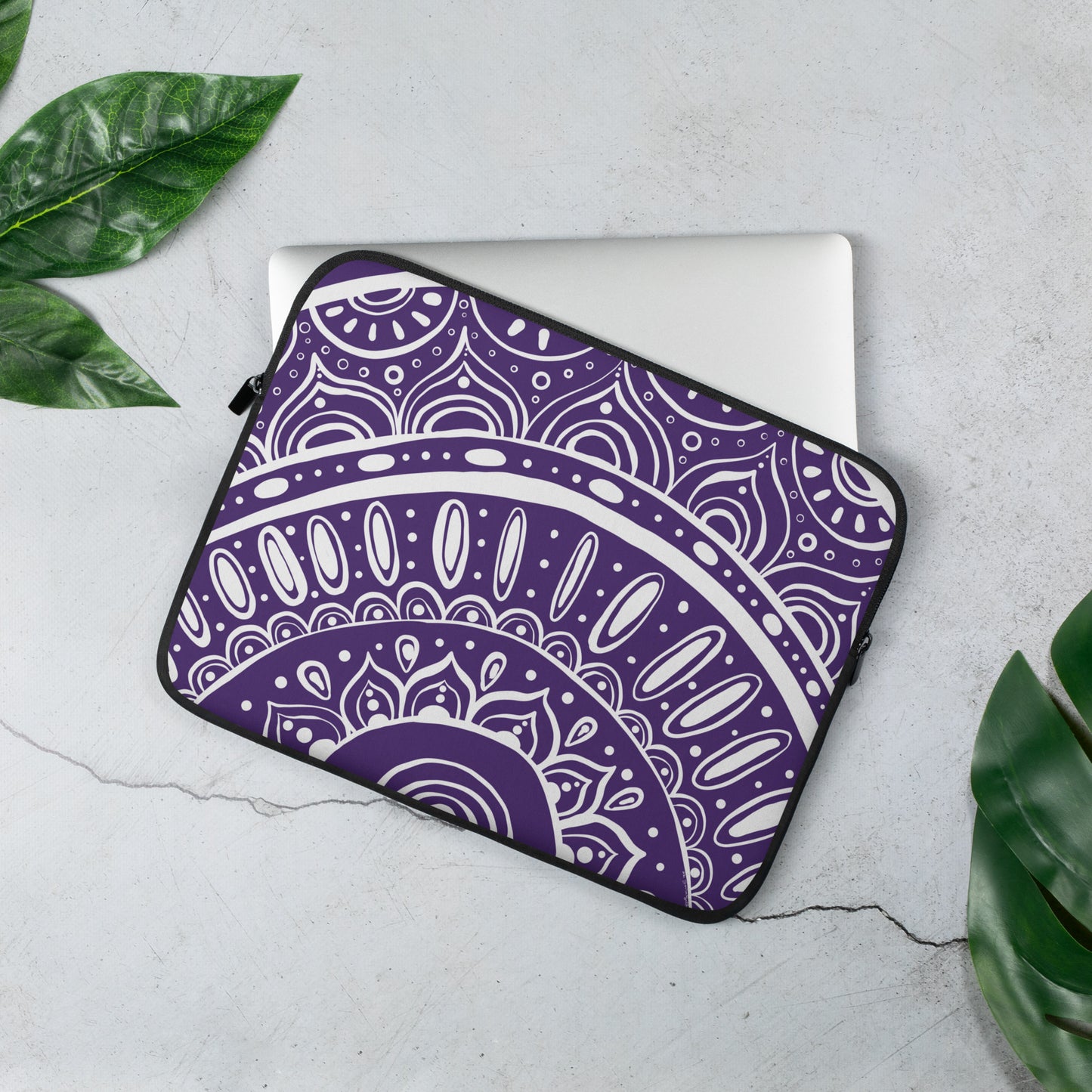 Yin Yang Mandala on Purple Laptop Sleeve