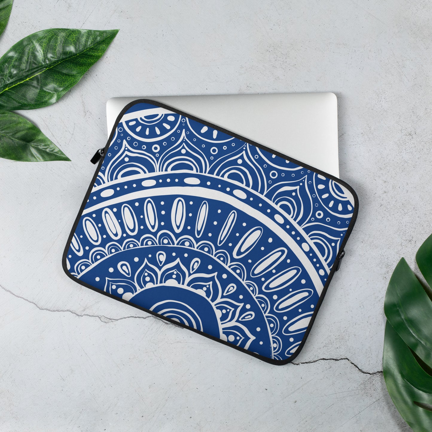 Yin Yang Mandala on Blue Laptop Sleeve