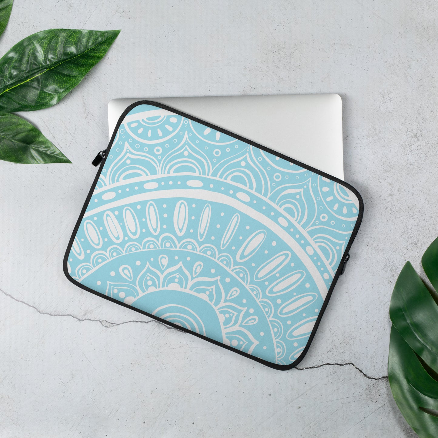 Yin Yang Mandala On Light Blue Laptop Sleeve