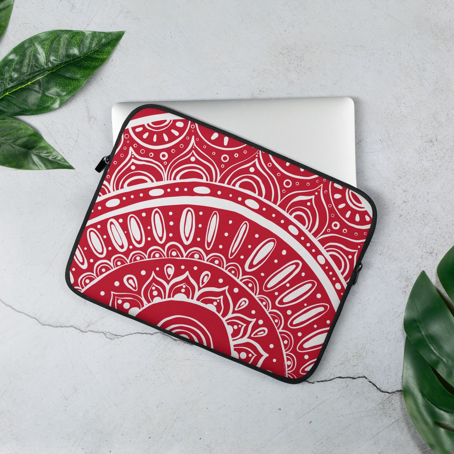 Yin Yang Mandala on Red Laptop Sleeve