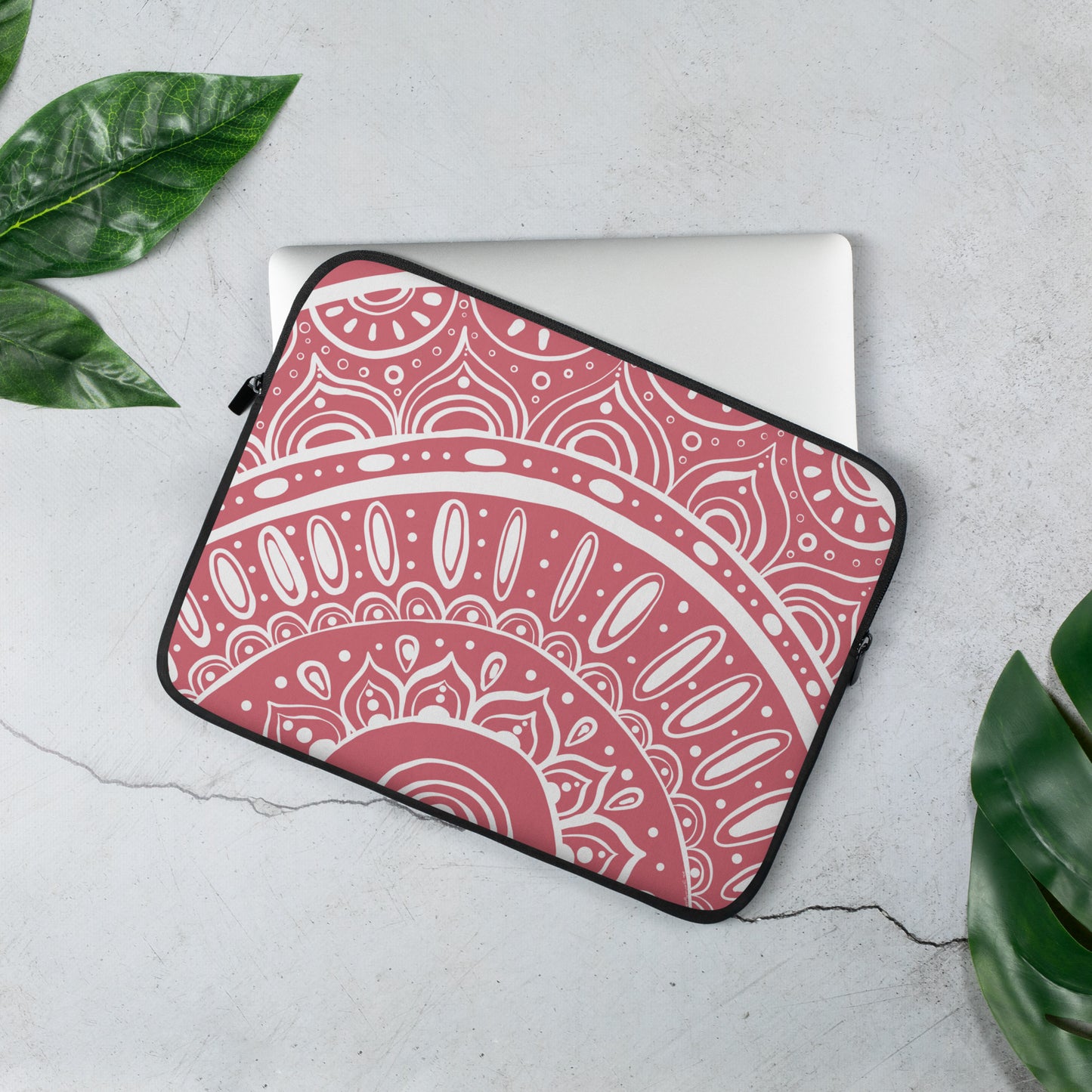 Yin Yang Mandala on Dusty Rose Laptop Sleeve