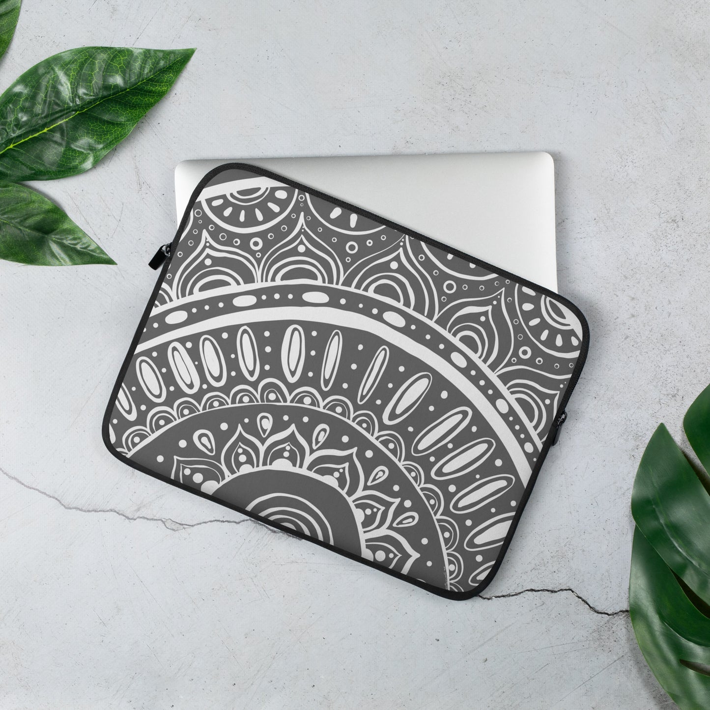 Yin Yang Mandala in Grey and White Laptop Sleeve