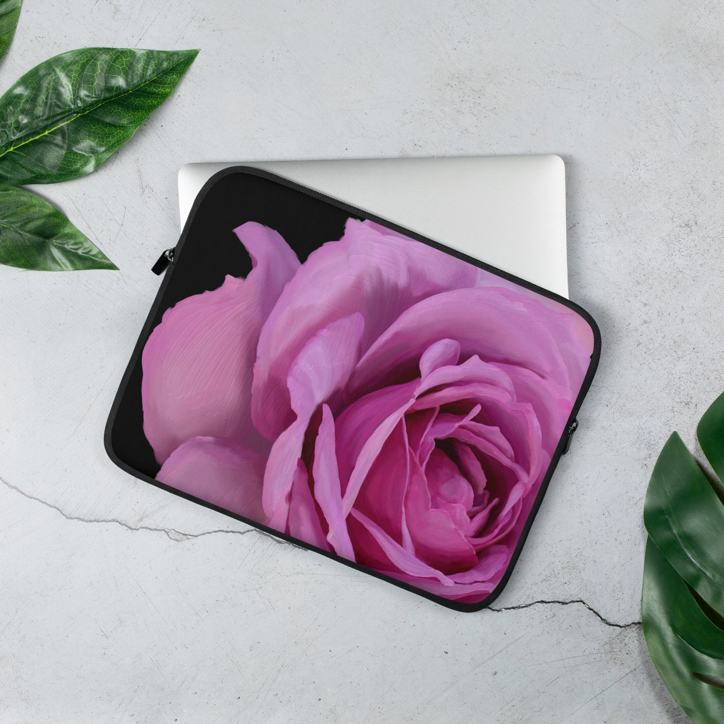 Leslie’s Rose on Black Laptop Sleeve