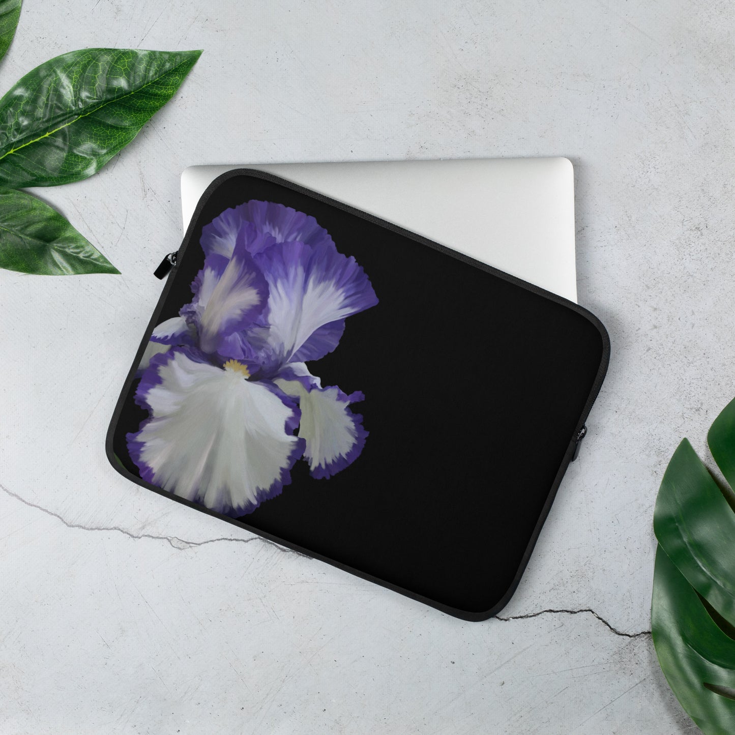 Joanne’s Iris on Black Laptop Sleeve