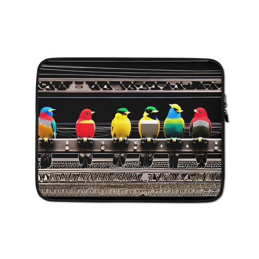 Colorful Birds on a Wire Laptop Sleeve