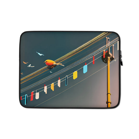 Colorful Birdies and Flags Laptop Sleeve