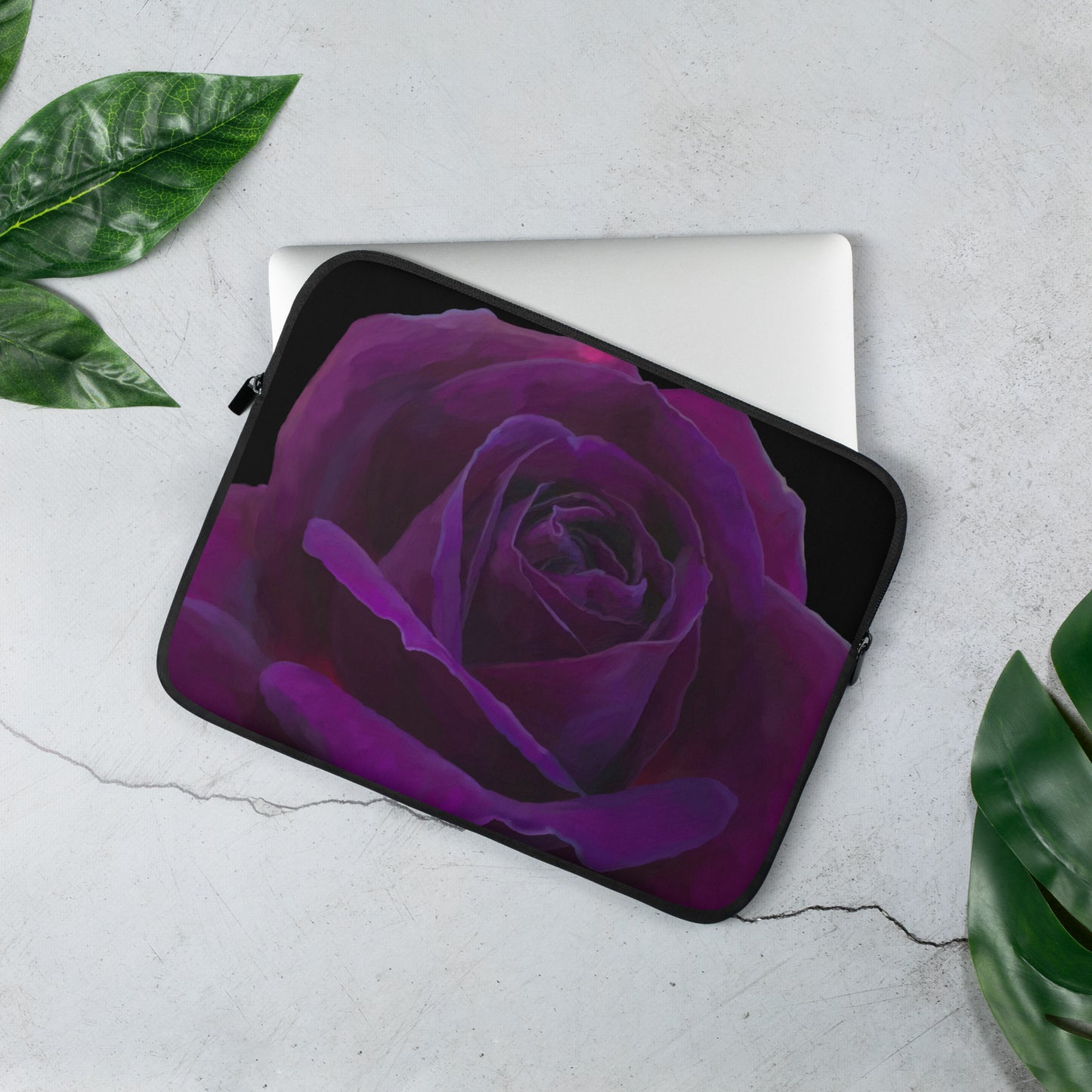 Joey’s Purple Rose on Black Laptop Sleeve