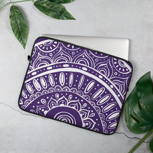 Yin Yang Mandala on Purple Laptop Sleeve