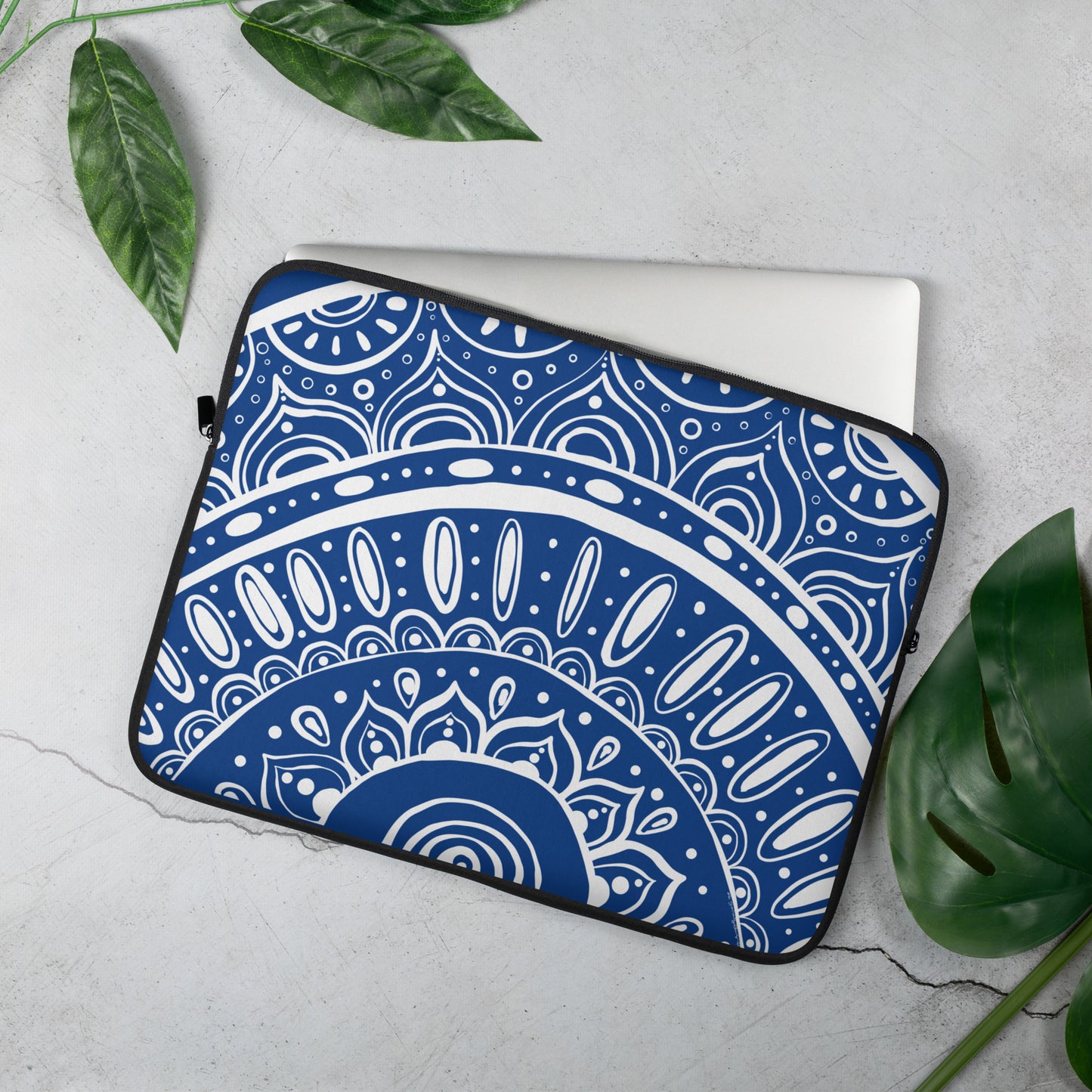 Yin Yang Mandala on Blue Laptop Sleeve