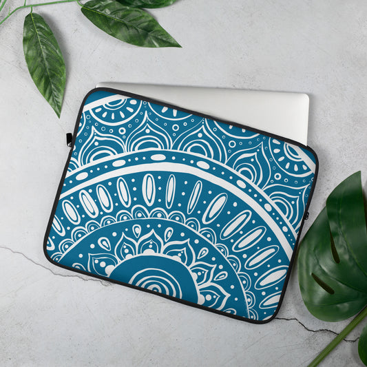 Yin Yang Mandala on Medium Blue Laptop Sleeve