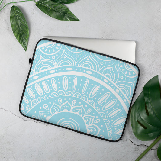 Yin Yang Mandala On Light Blue Laptop Sleeve