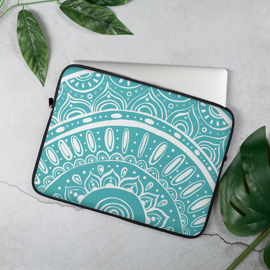 Yin Yang Mandala in Aqua Laptop Sleeve