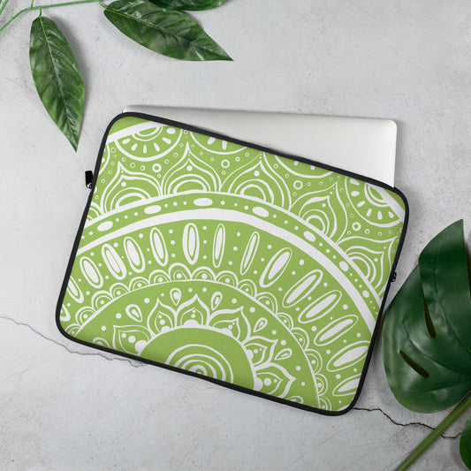 Yin Yang Mandala on Lime Laptop Sleeve